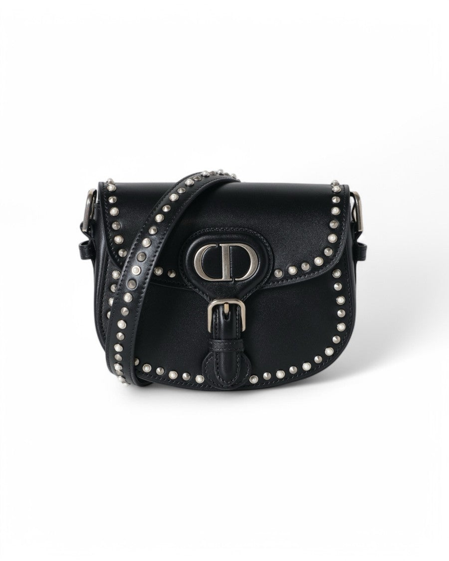 Dior Small Box-Shaped Shoulder Bag With Metallic Studs And Decorative Logo