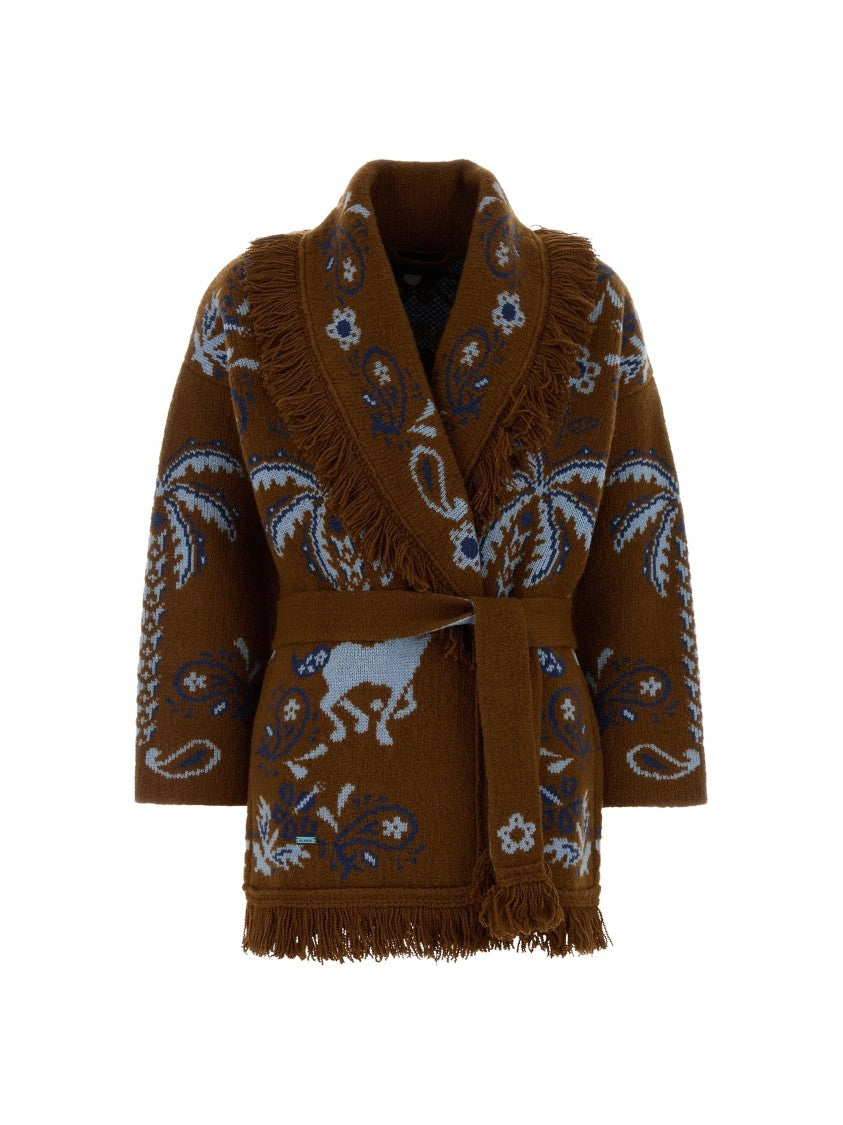 Alanui Island Roots Foulard Embroidered Wool-Blend Cardigan