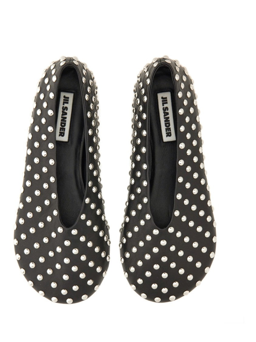 Jil Sander Nappa Ballerina Flats With Metallic Studs