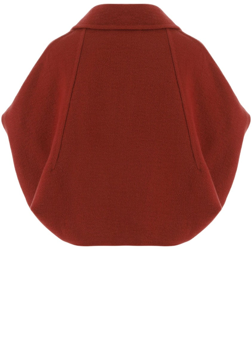 Niccolò Pasqualetti Cropped Voluminous Red Wool Coat With Rounded Sleeves