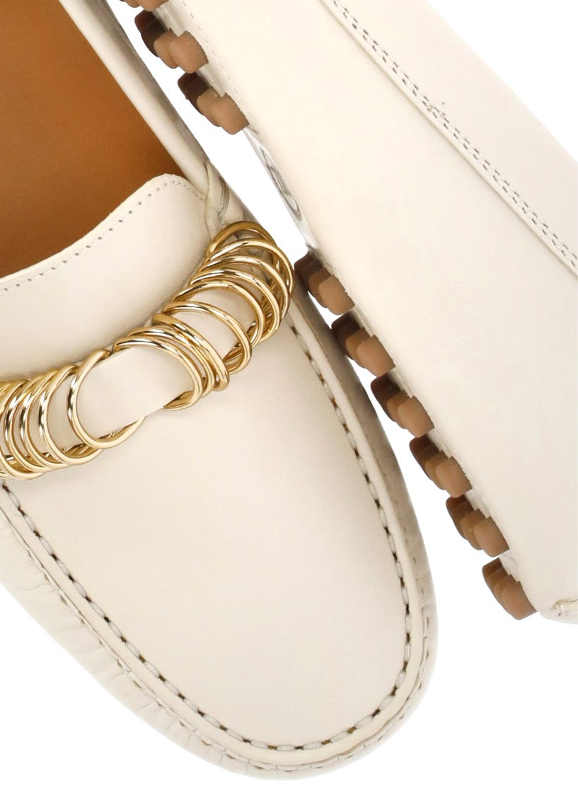 Tod's Ivory Leather Loafers