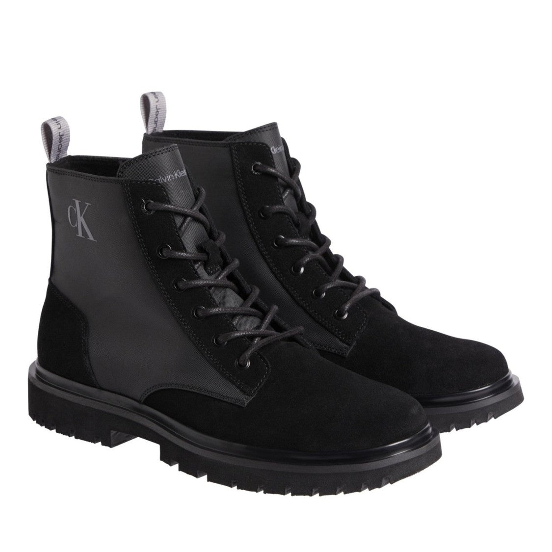 Calvin Klein Jeans Eva Black Smooth Leather-Suede Hiking Boots
