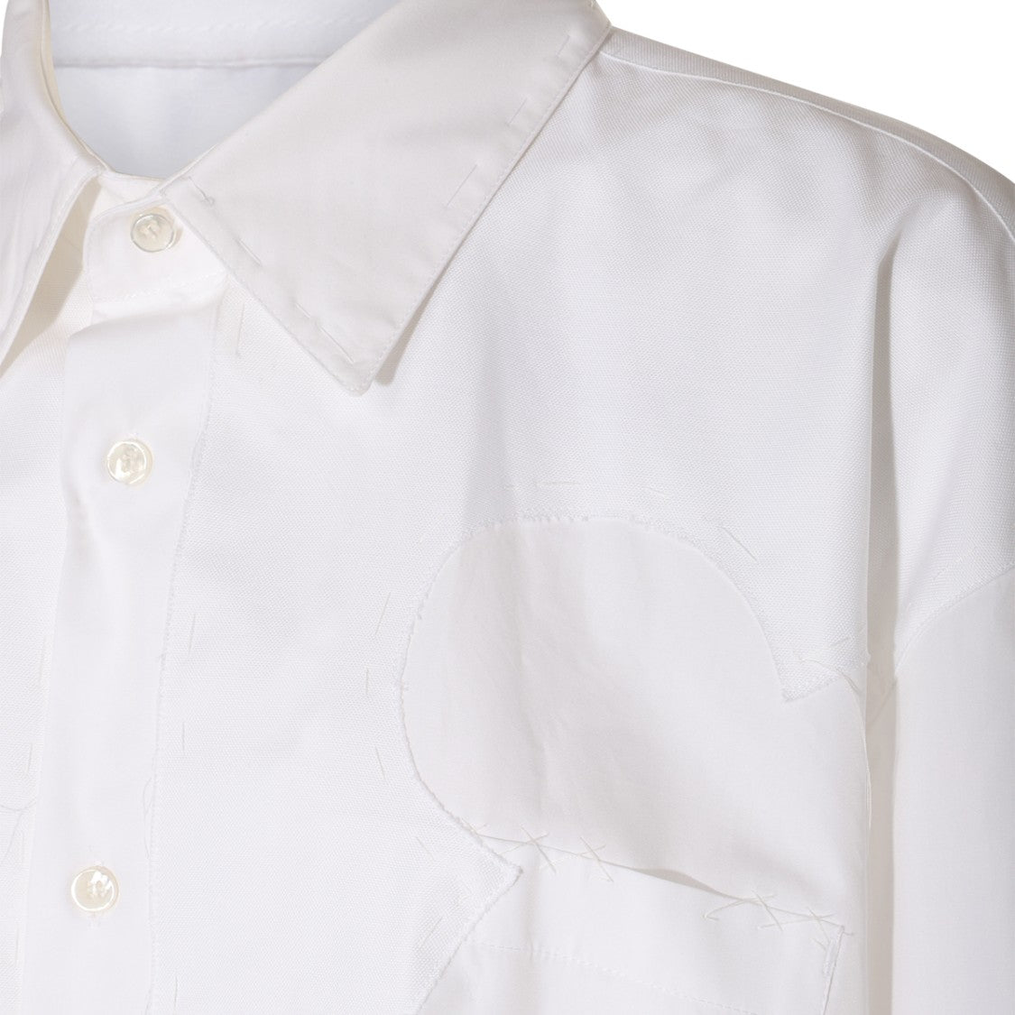 Maison Margiela Cotton Shirtdress With Straight-Point Collar And Curved Hem