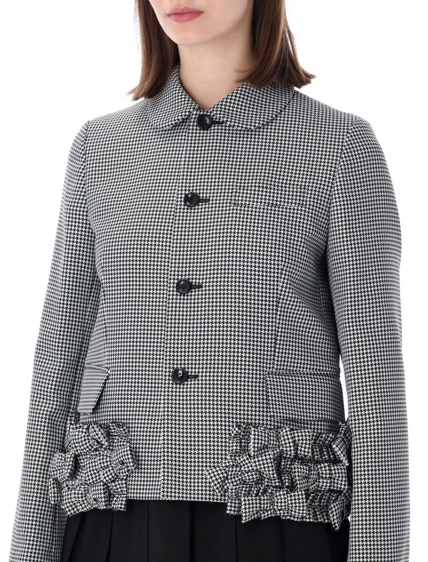 Comme Des Garçons Houndstooth Structured Hem Bows Jacket
