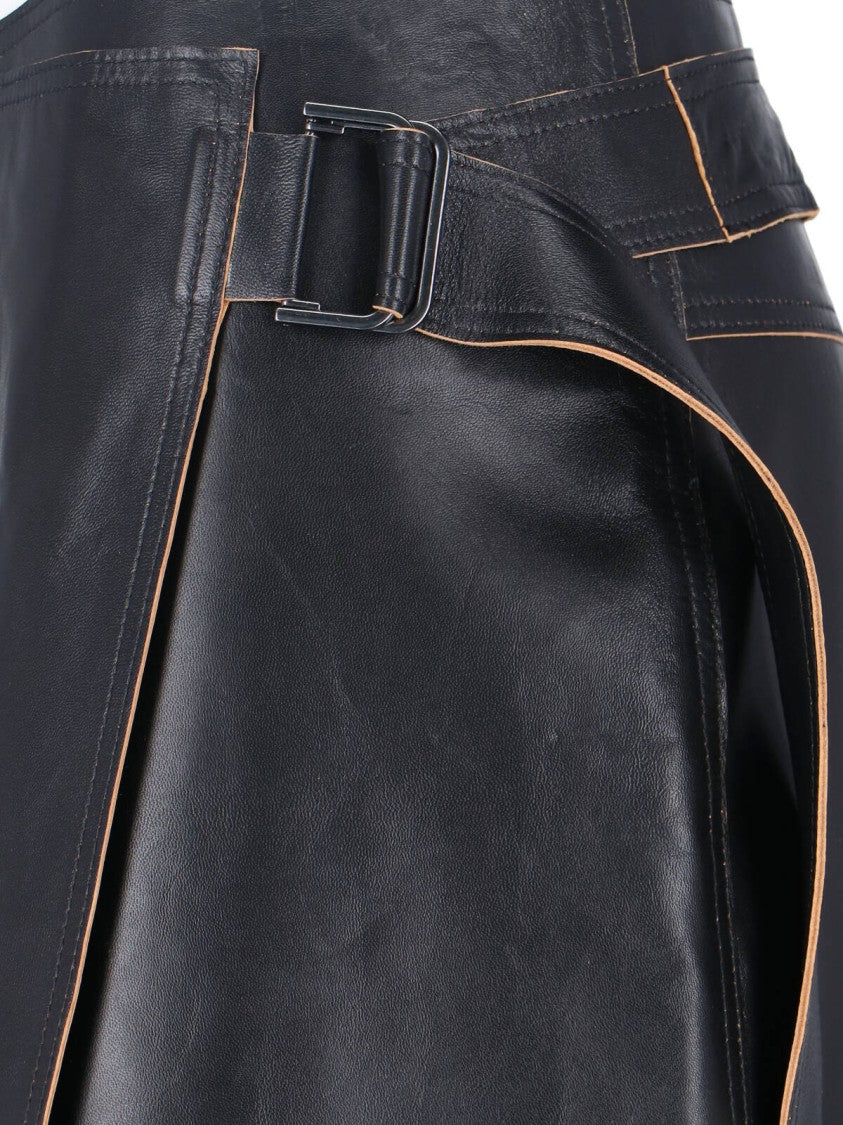 Calvin Klein Nappa Midi Skirt – Black