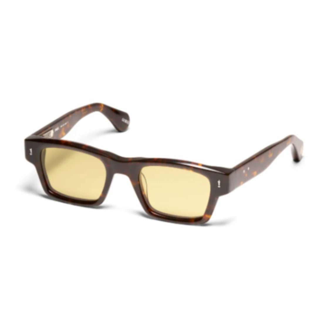 Peter And May Amy Rectangular Tortoise Acetate Sunglasses With Light Khaki Lenses