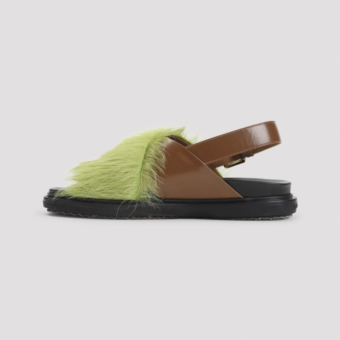 Marni Chic Sandals With Green Fur Overlay