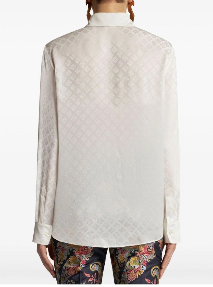 Etro Silk-Blend White Shirt With Classic Collar
