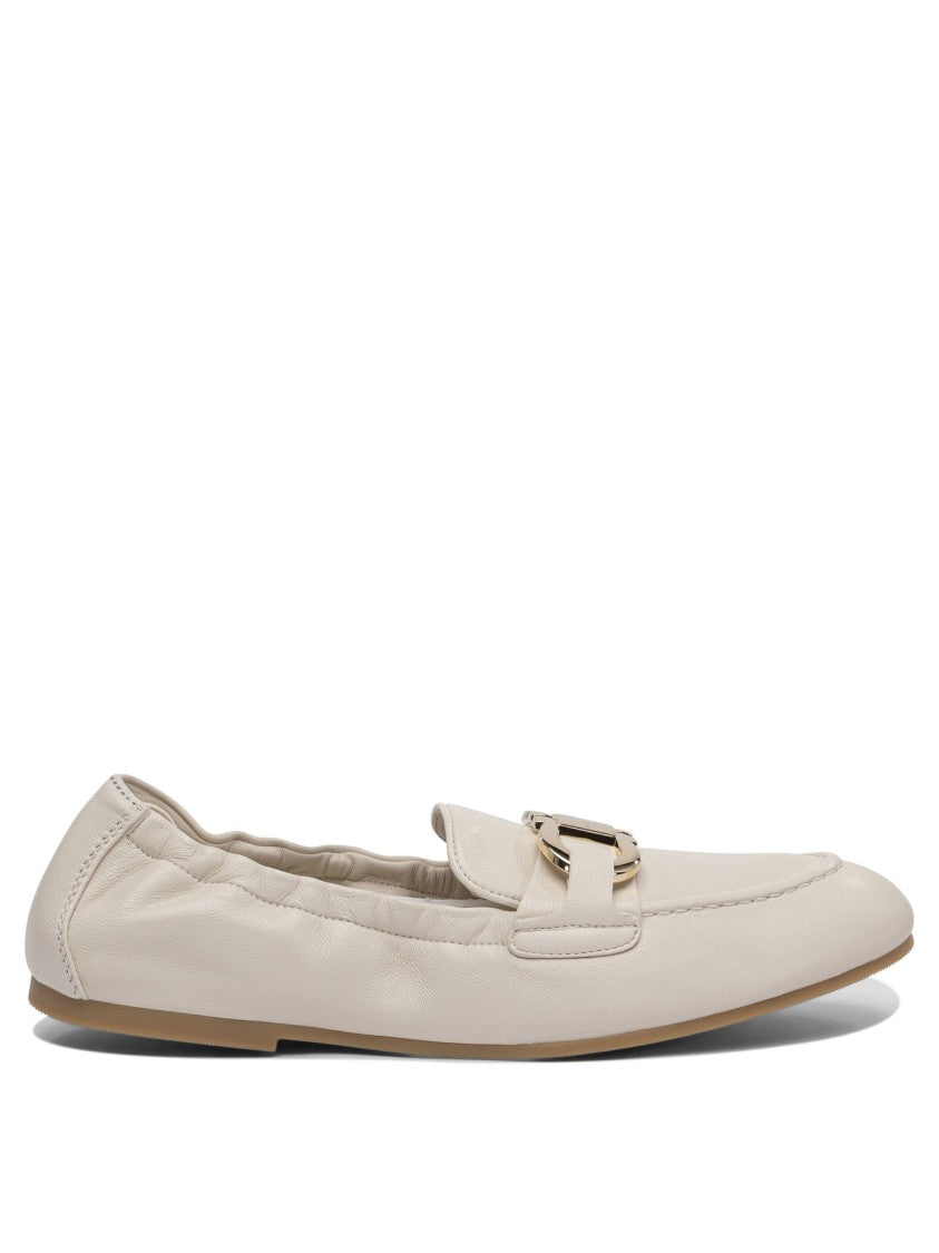 Ferragamo Refined White Leather Loafers