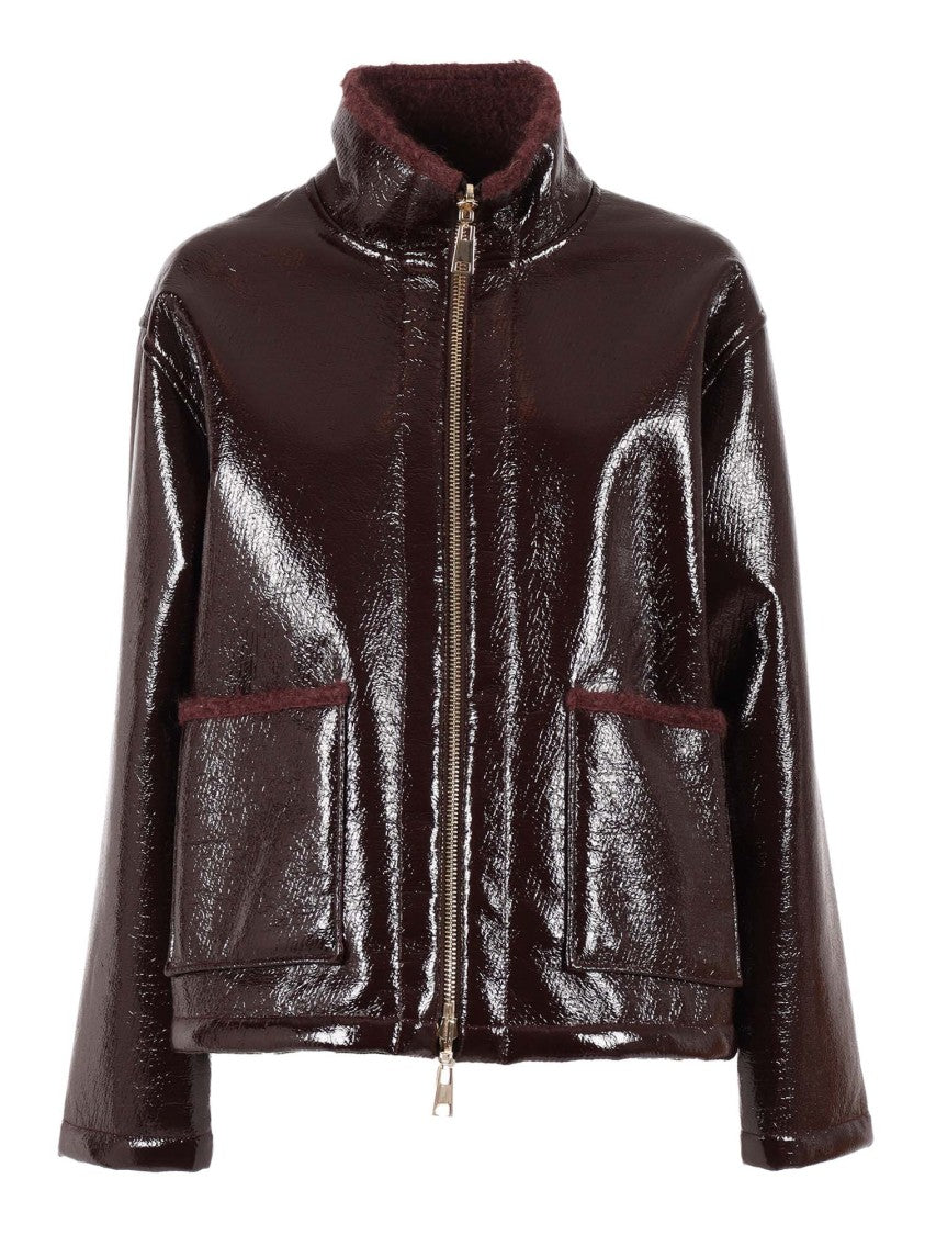 Lorena Antoniazzi Glossy Finish Jacket With High Collar