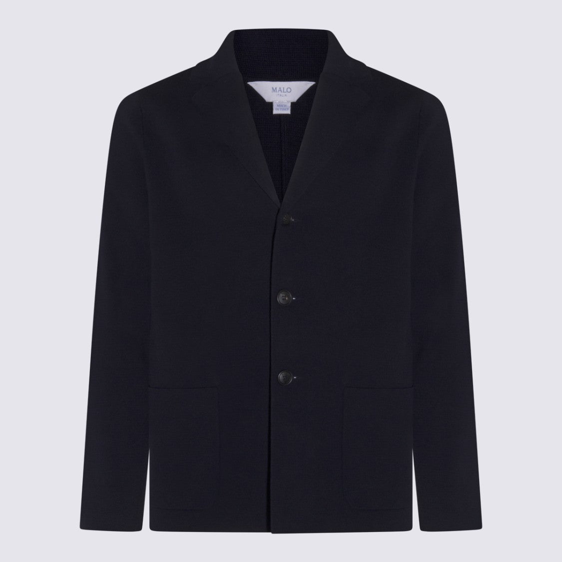 Malo Navy Cotton Blazer With Lapel Collar