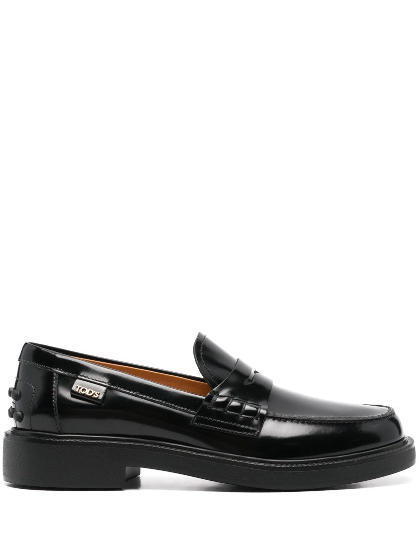Tod's Polished Leather Moccasin With Classic Penny Strap