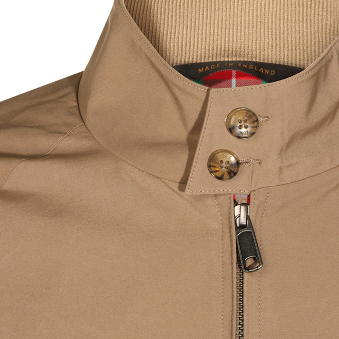 Baracuta Beige Zip-Up Jacket With Stand Collar And Buttoned Flap Pockets