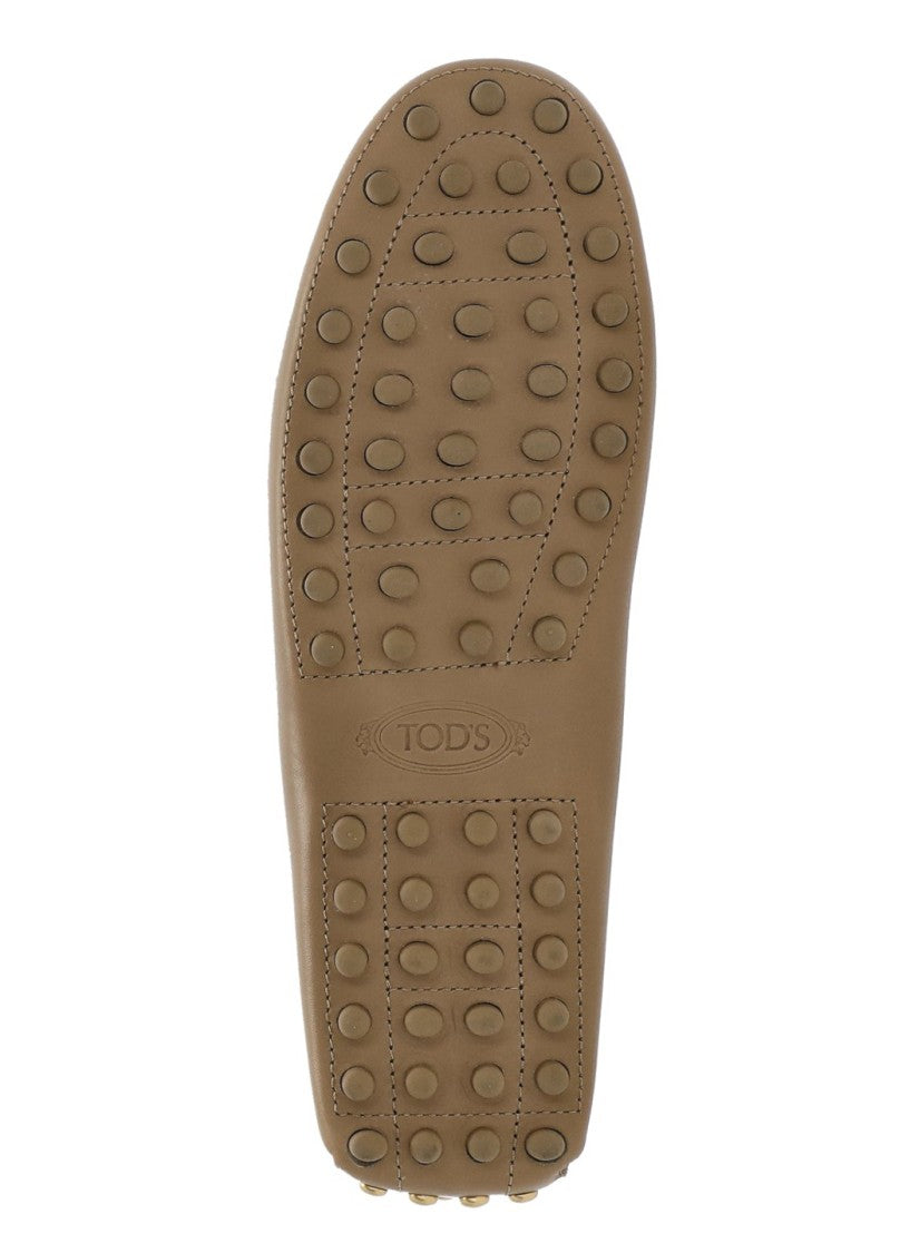 Tod's Brown Embossed Logo Leather Loafers