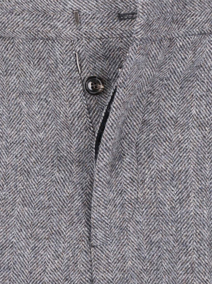 Maison Margiela Tailored Grey Wool Trousers With Hook And Button Closure
