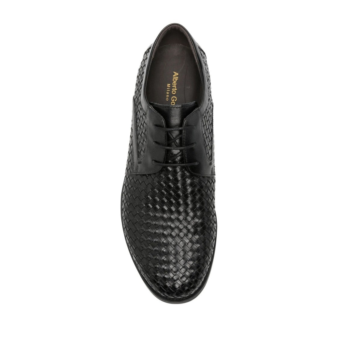 Alberto Gozzi Black Woven Leather Upper Low-Profile Leather Flats