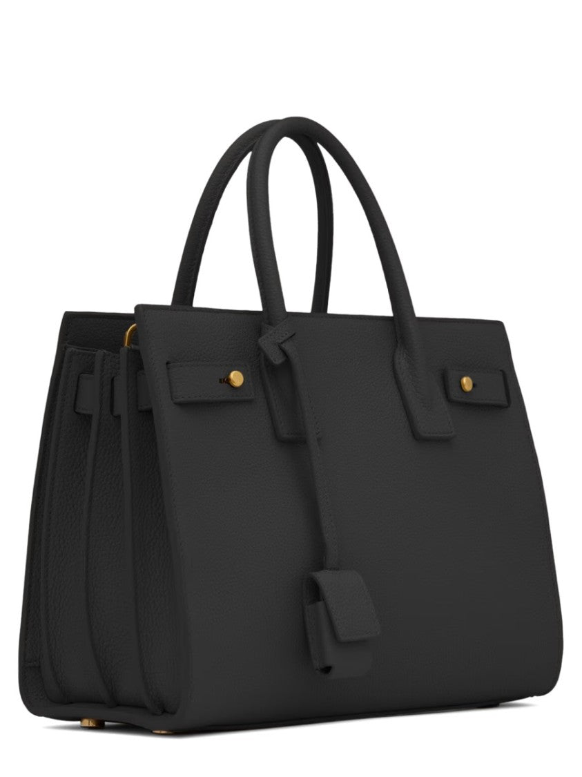 Saint Laurent Pebbled Leather Handbag With Dual Handles