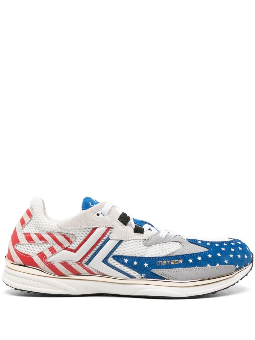 Lanvin Color-Block Suede And Mesh Sneakers