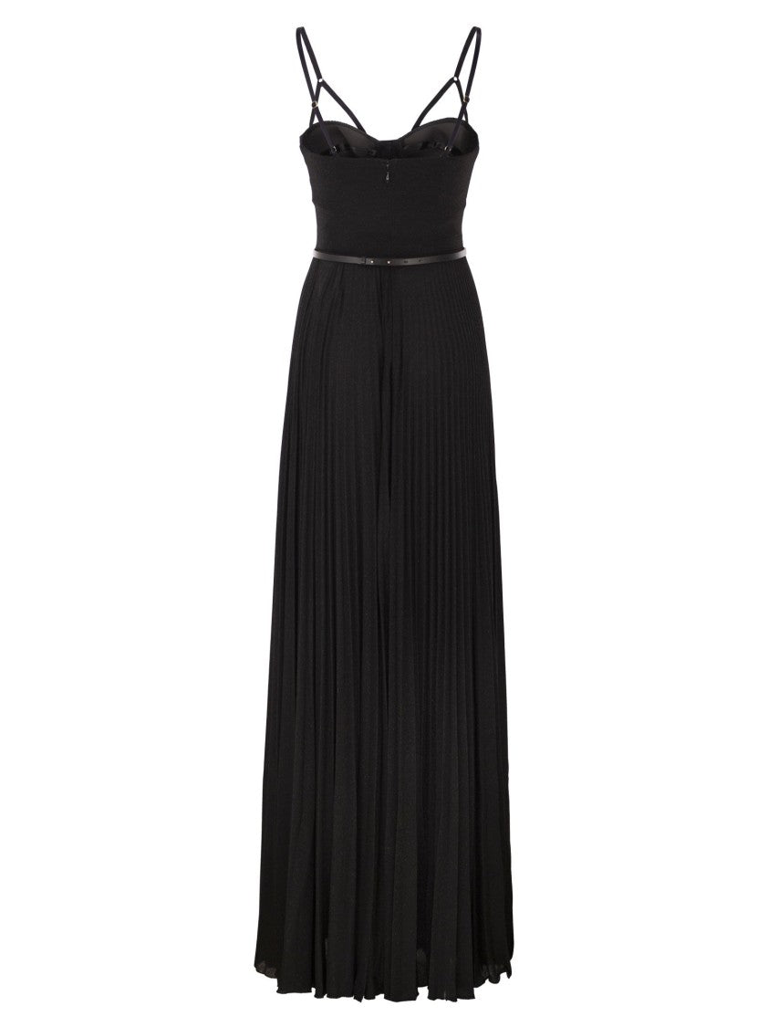 Elisabetta Franchi Red Carpet Dress In Lamé Jersey With Belt