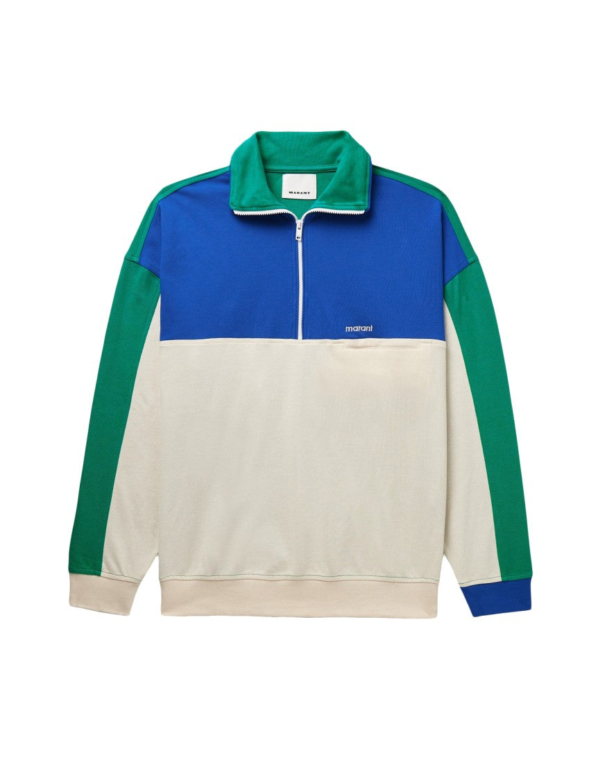 Isabel Marant Color-Block Long-Sleeve Polo Shirt With Zip-Up Collar