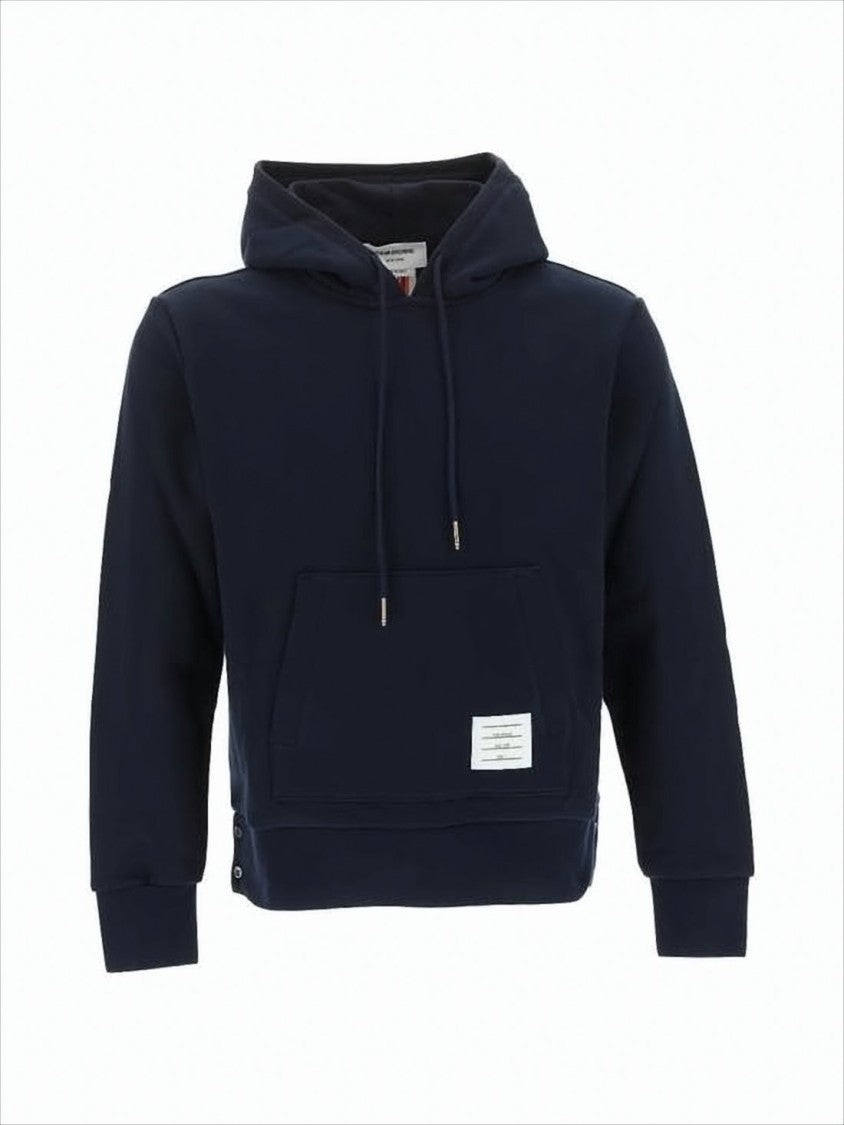 Thom Browne Relaxed-Fit Black Hooded Sweatshirt With Distinctive Stripe Detail
