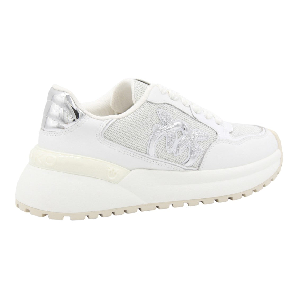 Pinko White Sneakers With Metallic Emblem