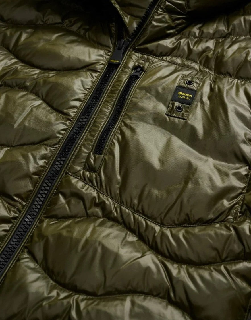 Blauer Men’S Wave-Quilt Hooded Down Jacket