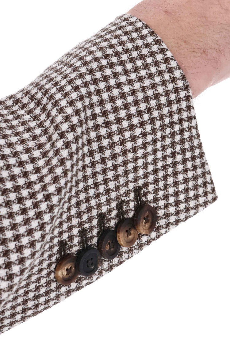 Tagliatore Pied-De-Poule Linen-Cotton Jacket Pino Lerario Line
