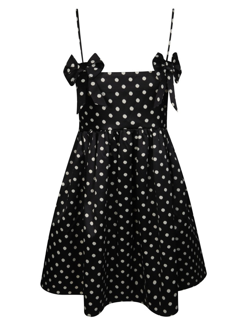 Ganni Black Polka Dot Square Neck Mini Dress