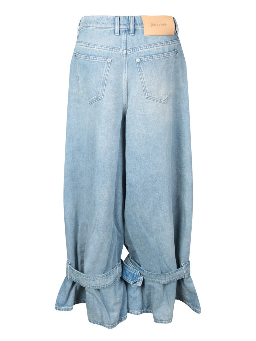 J. W. Anderson High-Waisted Wide-Leg Jeans With Adjustable Ruffled Cuffs
