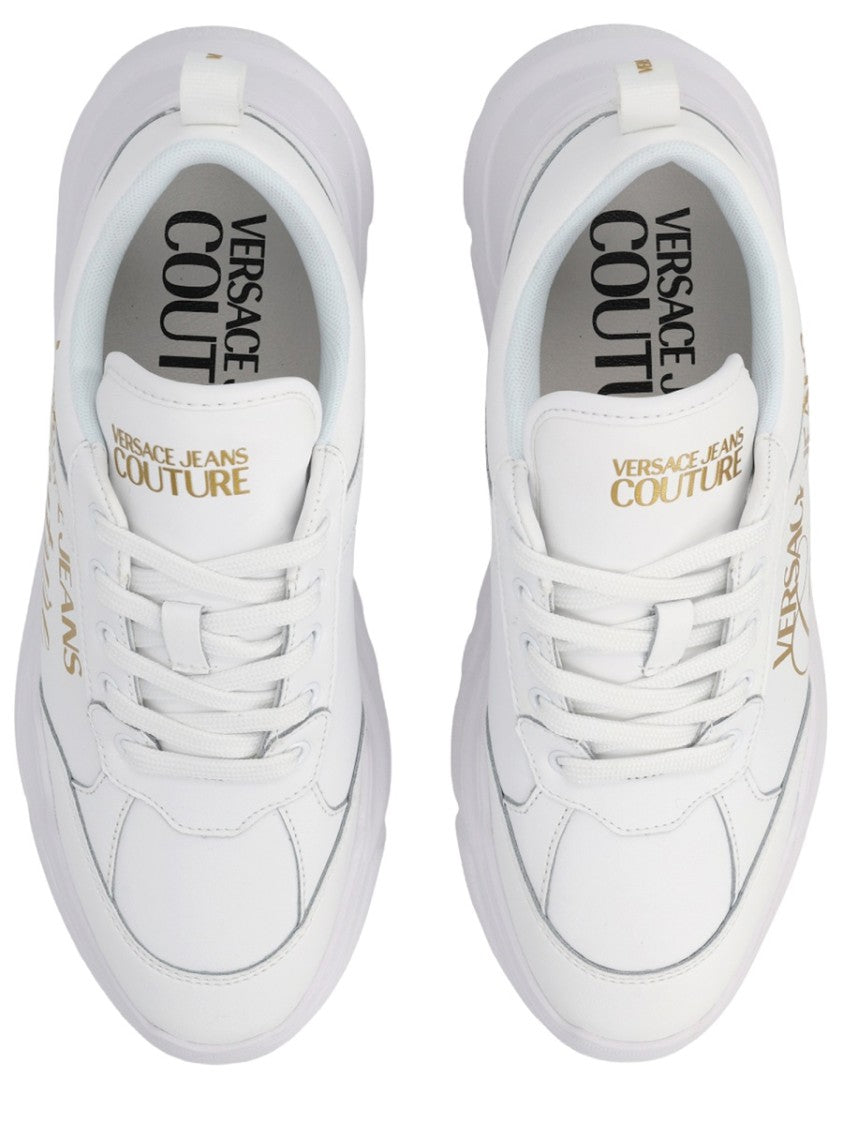 Versace Jeans Couture White Chunky Sculpted Sole Logo Sneakers