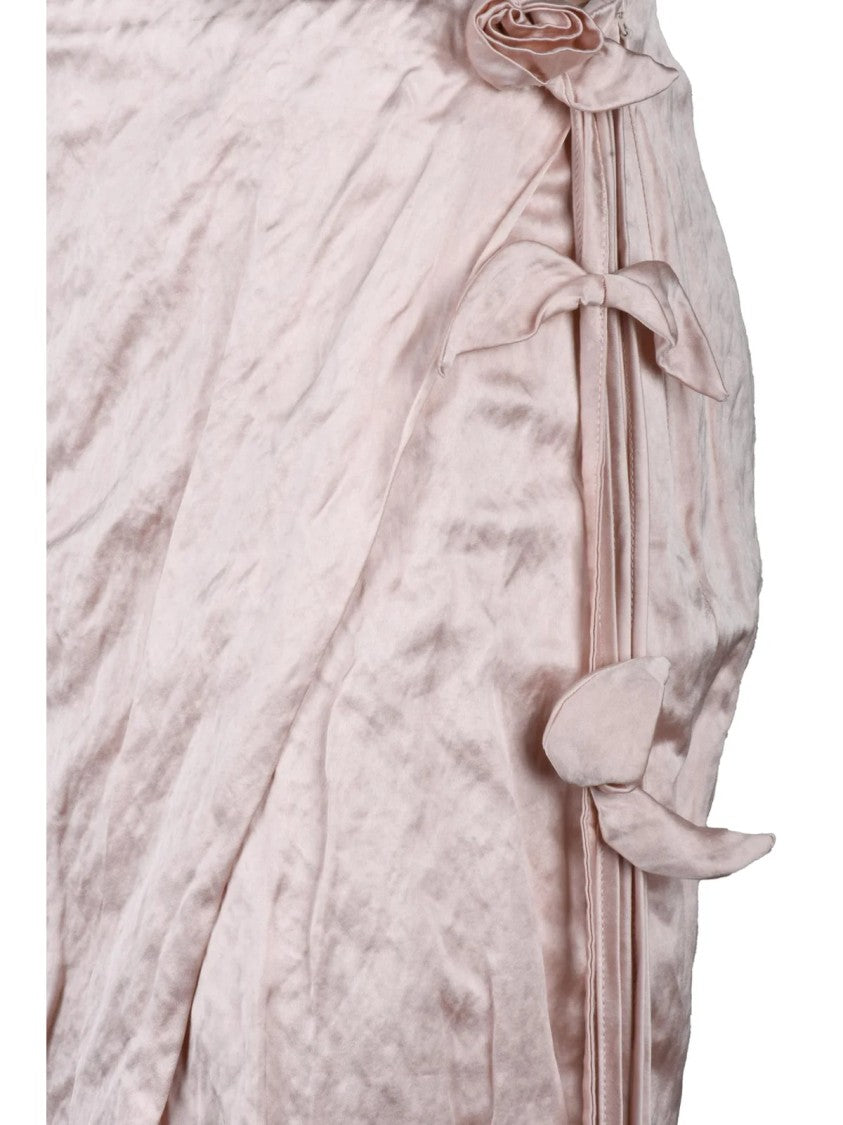 Blumarine Satin Midi Skirt With Crinkled Texture