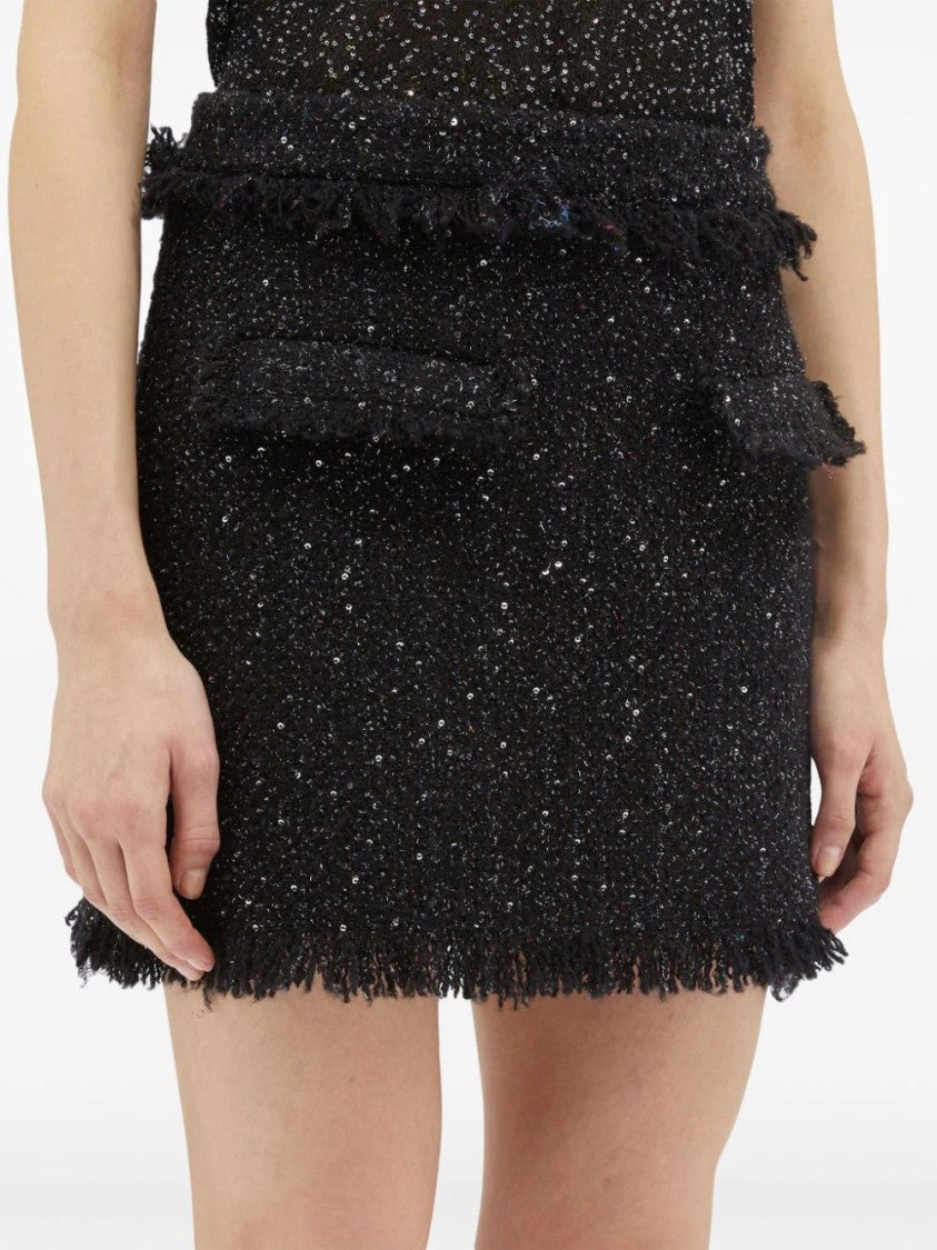 Msgm Frayed-Trim Bouclé Miniskirt