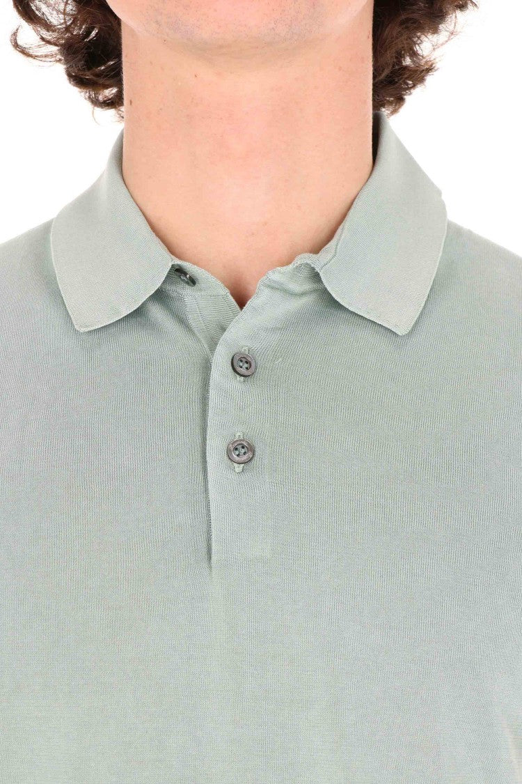 Drumohr Green Ice Cotton Frosted Polo Shirt