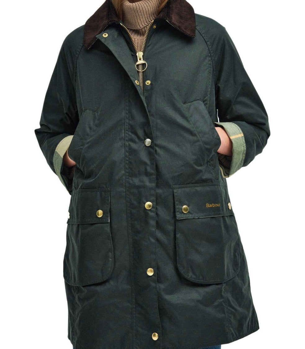 Barbour Beadnell Sage Green Long Jacket