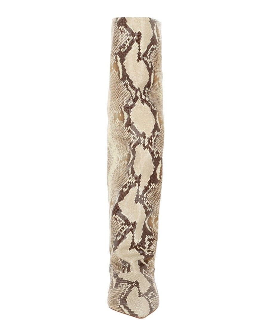 Paris Texas Ines Printed Python Knee-High Boots