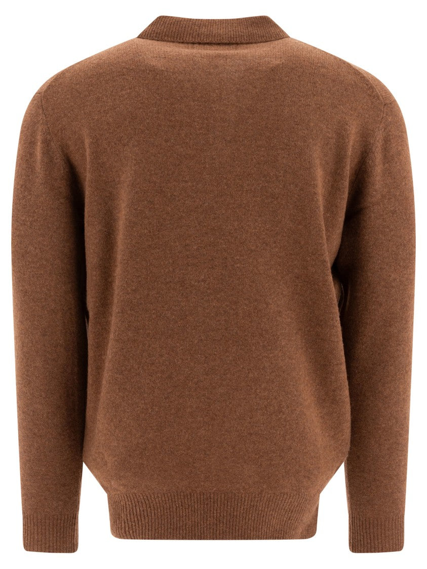 Beams Plus Wool Knit Polo Sweater With Three-Button Collar