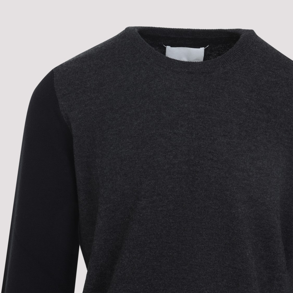 Maison Margiela Two-Tone Wool Sweater With Classic Crew Neckline