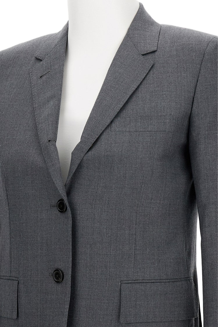 Thom Browne Tailored Grey Jacket With Flap Pockets And Contrasting Lining