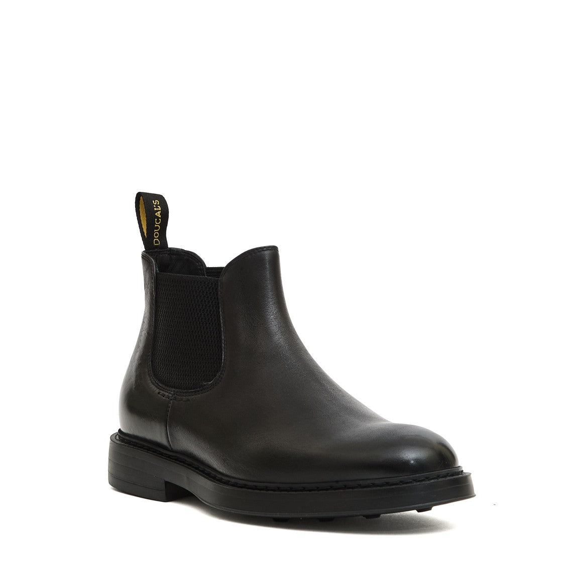 Doucal's Black Leather Ankle Boots With Elastic Side Panels