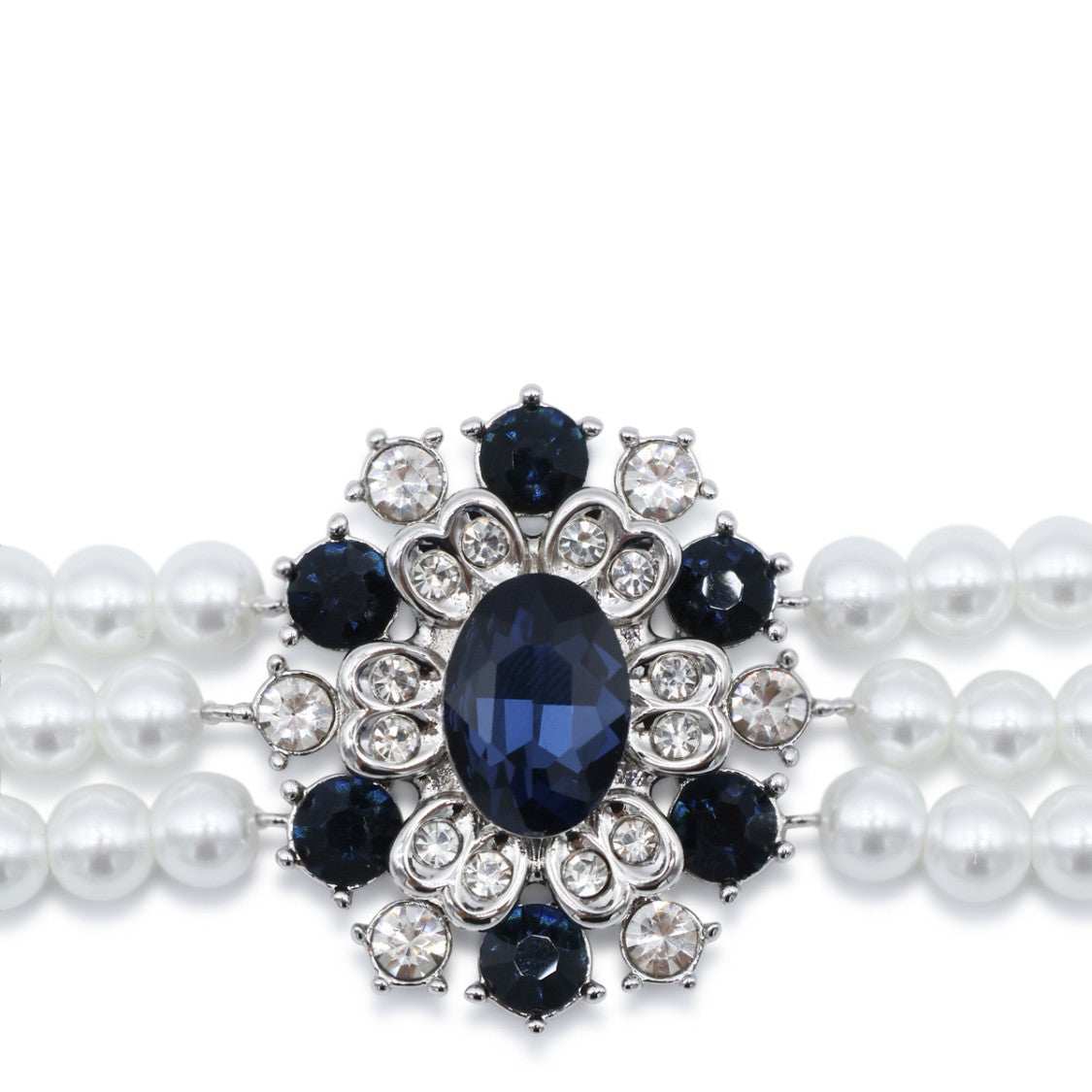 Self-Portrait Floral-Inspired Choker Necklace With Pearl Strands