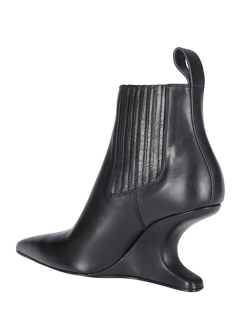 Rick Owens Architectural Ankle Boots With Sharp Silhouette