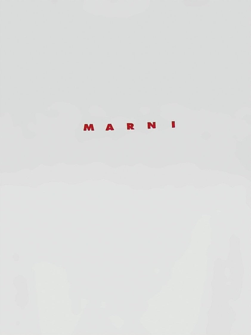 Marni Relaxed Fit White Cotton T-Shirt With Centered Logo
