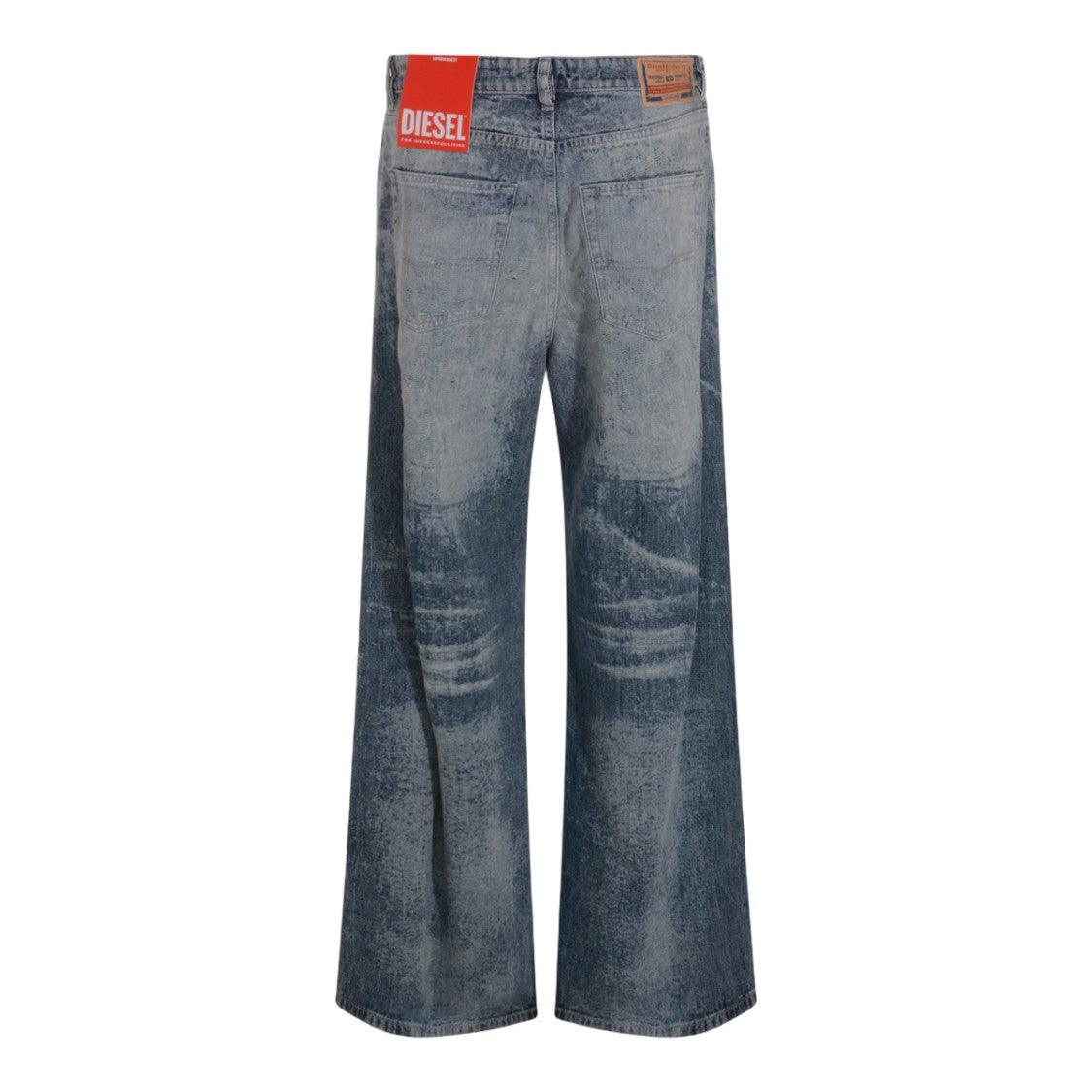 Diesel Distressed High-Waisted Wide-Leg Jeans With Vintage Wash