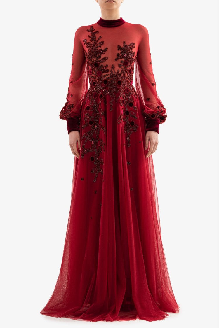 Saiid Kobeisy Embroidered Tulle Dress