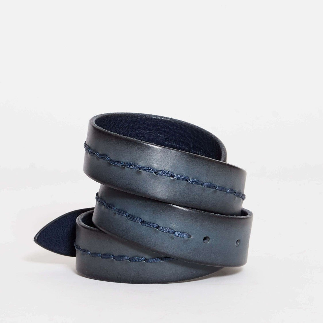 Orciani Blue Leather Belt With Silver Square Buckle