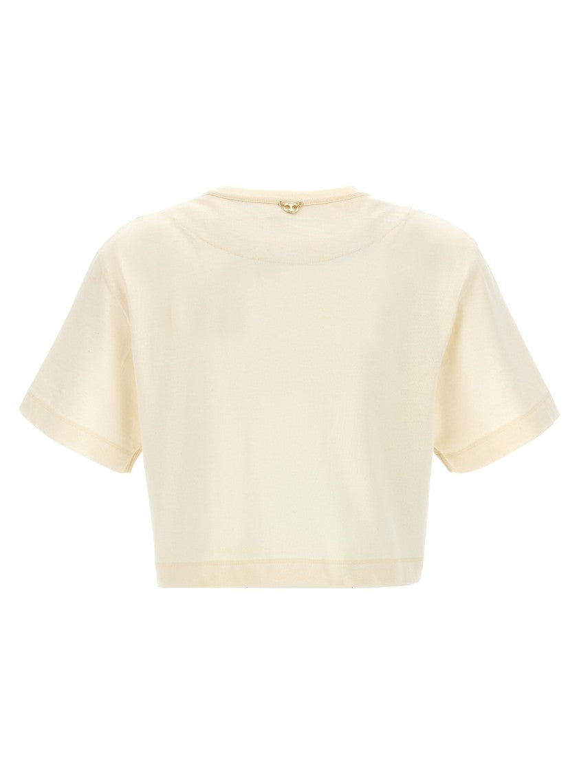 Paco Rabanne Cropped Cotton Top With Shimmering Metal Sequins
