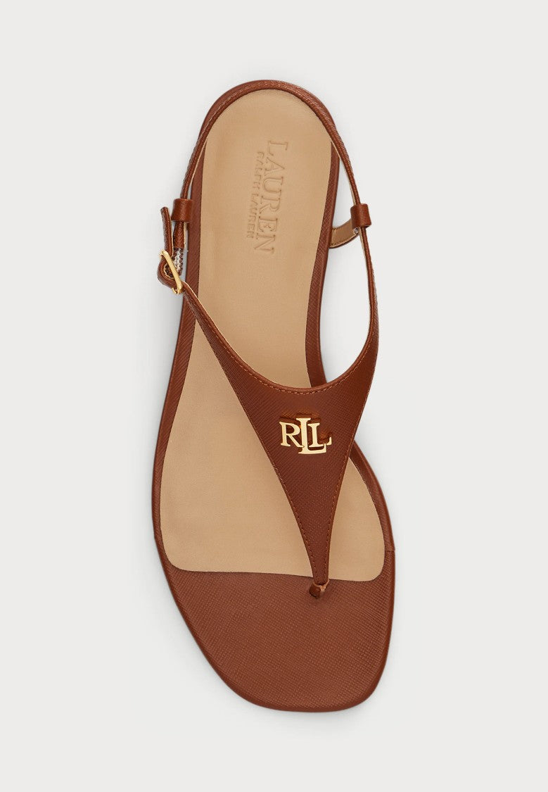 Lauren Ralph Lauren Brown Flat Leather Sandals
