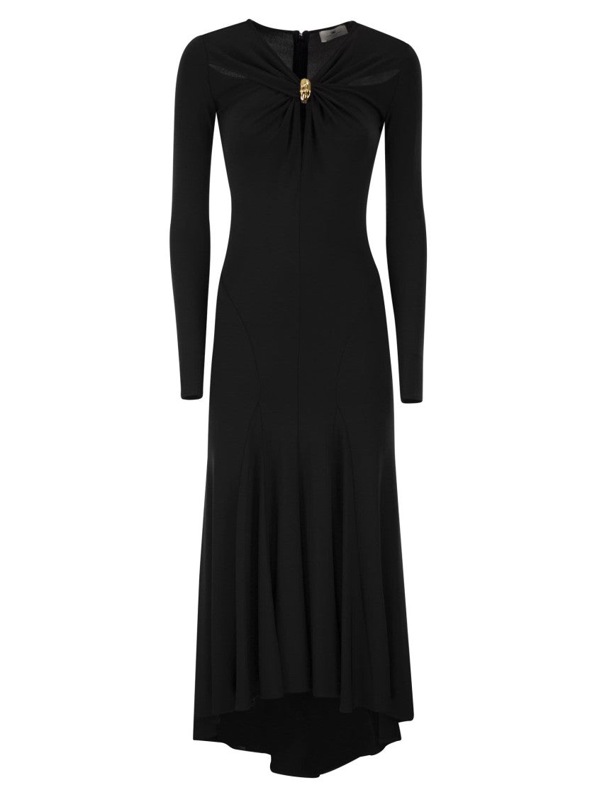 Elisabetta Franchi Crêpe Jersey Dress With Jewel Detail