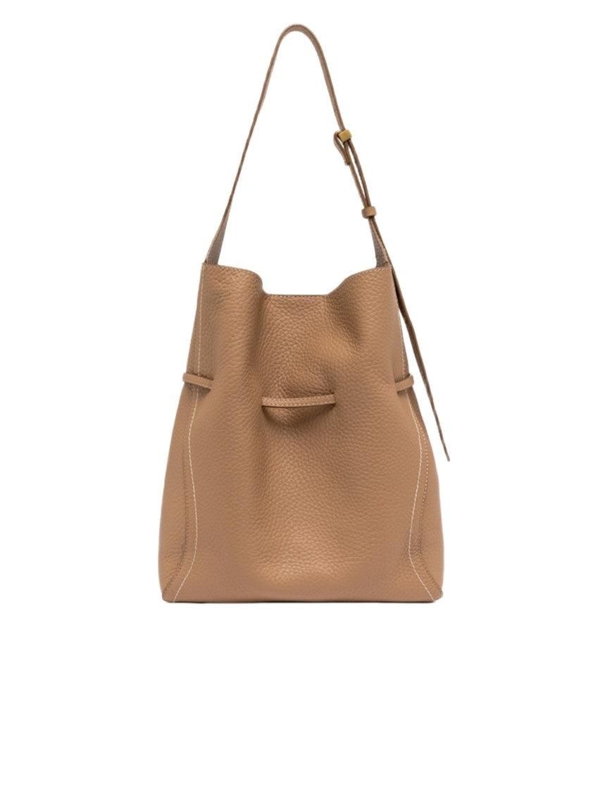 Gianni Chiarini Double-Grain Leather Bag With Contrast Stitching And Iconic Details